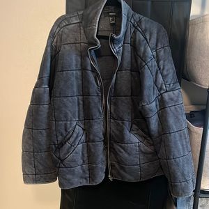 Quilted black acid wash coat
